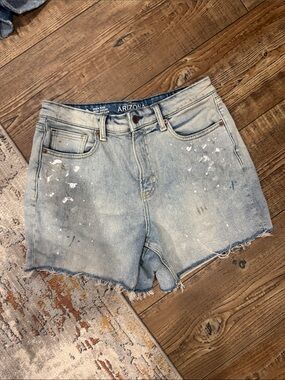 Arizona Jean Company Light Wash Paint-Splatter Denim Cutoff Shorts